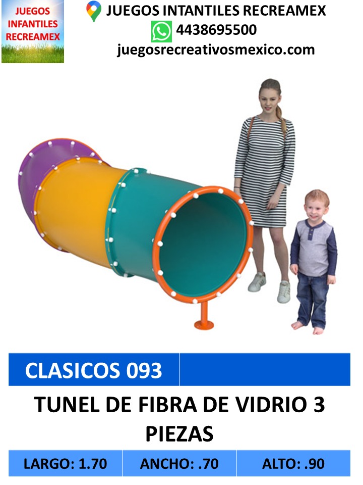 tunel de fibra de vidrio 3 piezas